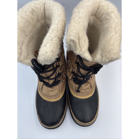 Sorel Caribou Boots Wool Lined Mens Size 8 Made In Canada Brown Kaufman Winter - Picture 4 of 11